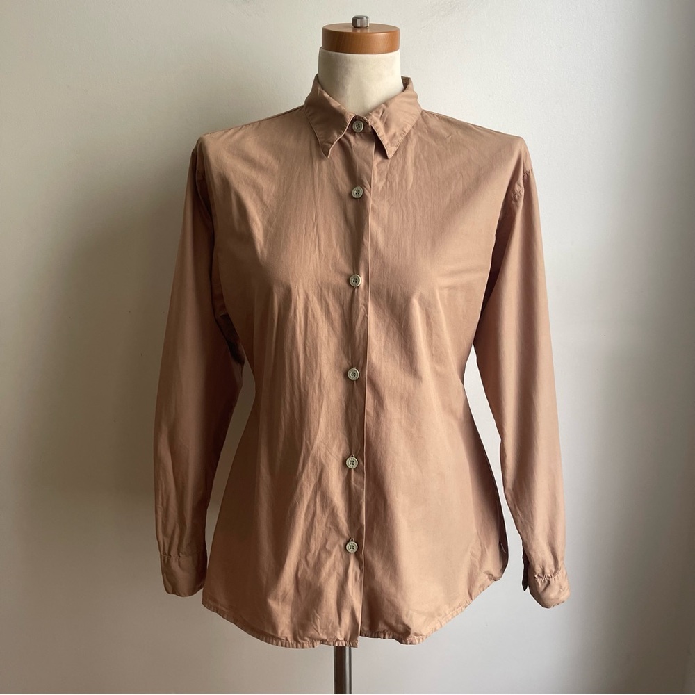 Vintage 80s Georges Marciano GUESS Shirt Button Collar Brown Cotton USA Made 3